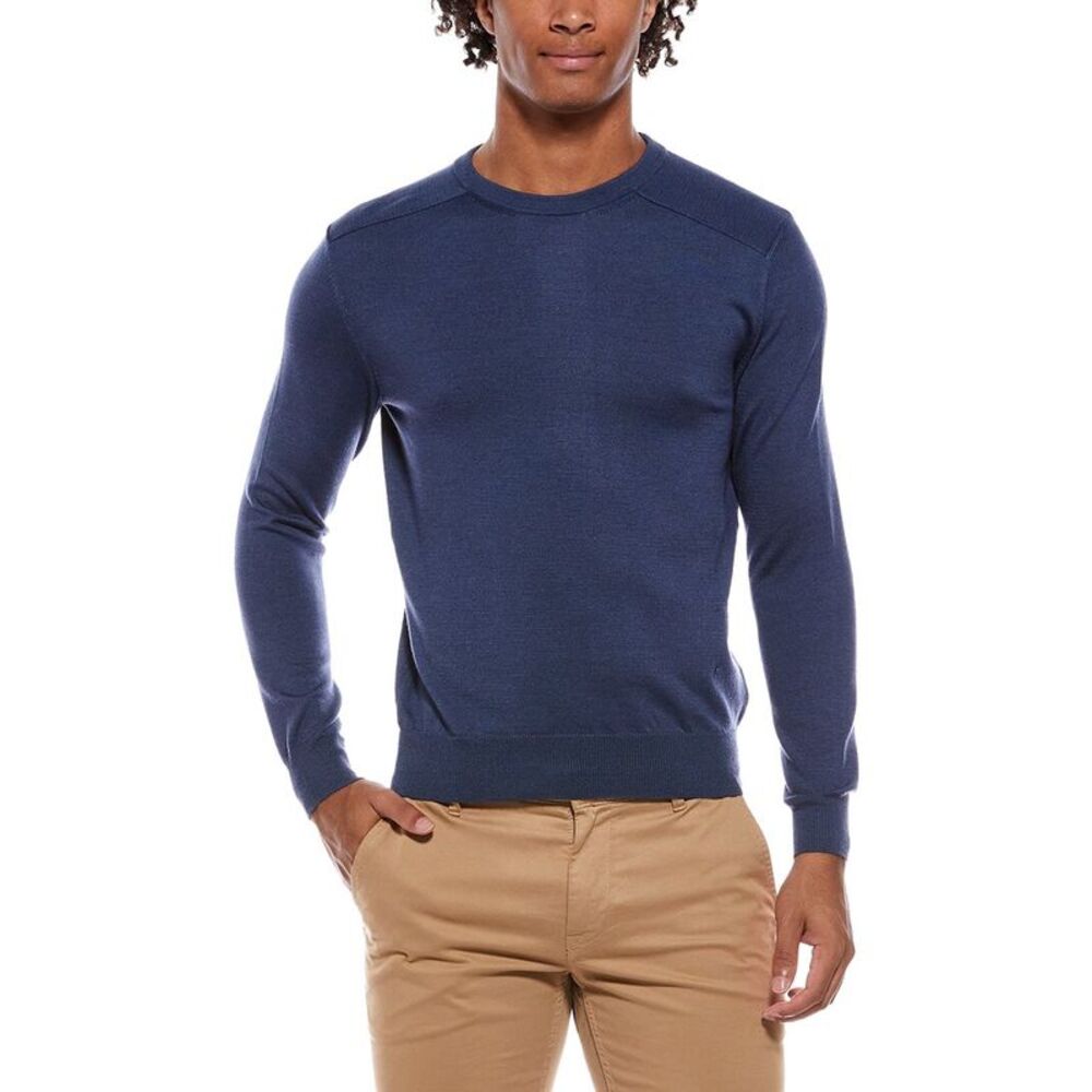 Isaia Mens  The Lightweight Crewneck Wool, Silk & Cashmere-Blend Sweater, Blue